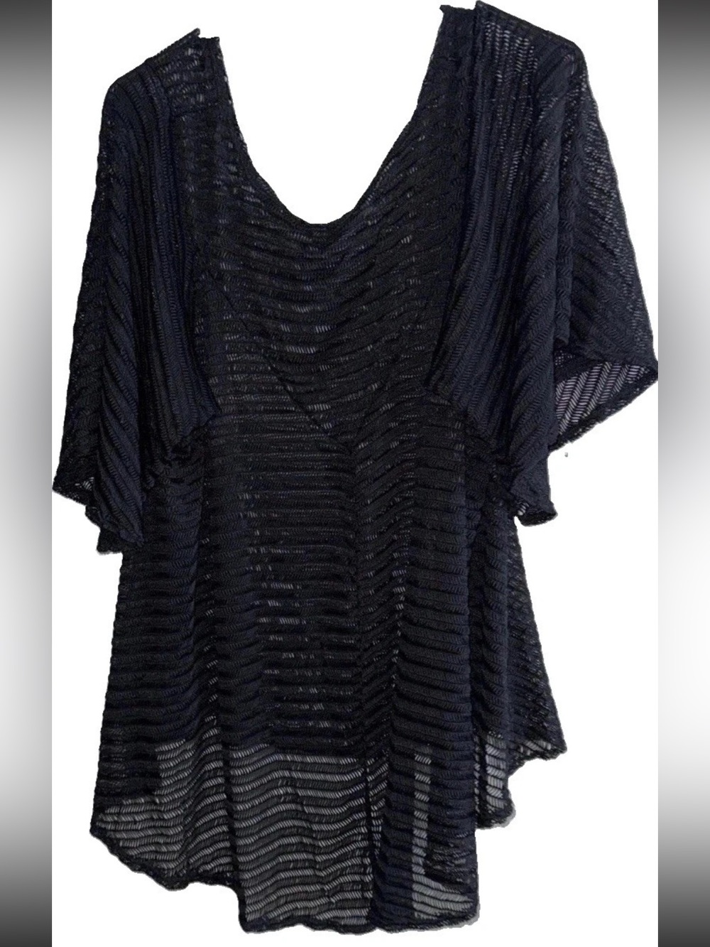 R. Marks New York Women’s Black Sheer Blouse with Flow Sleeve XL